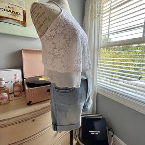 Mid Rise Light Wash Jean Shorts